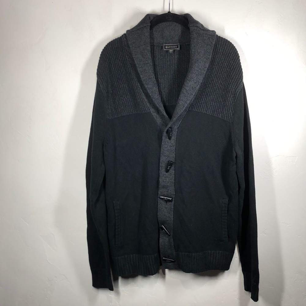 Express Men’s Shawl Collar Cardigan - Charcoal Gray